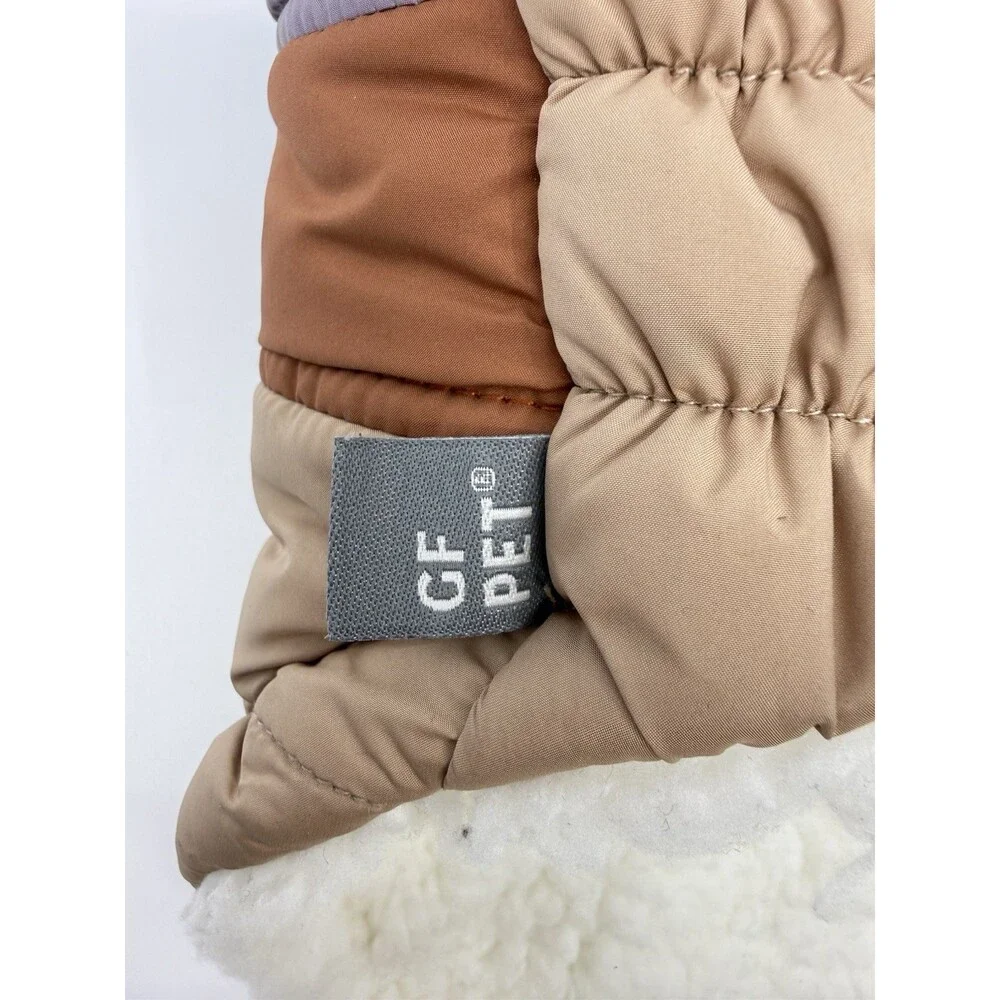 GF Pet Summit Puffer Fleece Lining Jacket Dog Cat Leash Hole Purple Tan Brown XS